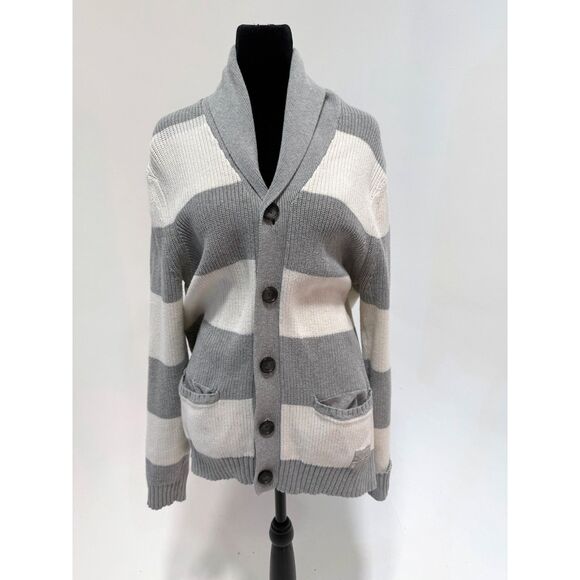 Express grey & white striped cardigan - Picture 1 of 9